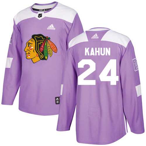 Men's Adidas Chicago Blackhawks #24 Dominik Kahun Purple Authentic Fights Cancer Stitched NHL Jersey