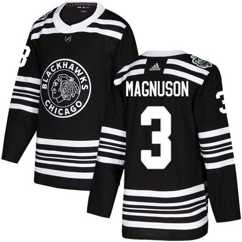 Men's Adidas Chicago Blackhawks #3 Keith Magnuson Black Authentic 2019 Winter Classic Stitched NHL Jersey