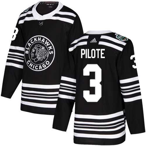 Men's Adidas Chicago Blackhawks #3 Pierre Pilote Black Authentic 2019 Winter Classic Stitched NHL Jersey Men's Adidas Chicago Blackhawks #3 Pierre Pilote Black Authentic 2019 Winter Classic Stitched NHL Jersey