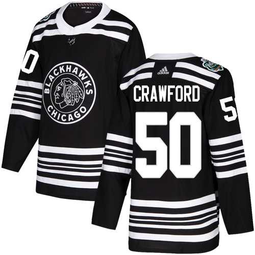 Men's Adidas Chicago Blackhawks #50 Corey Crawford Black Authentic 2019 Winter Classic Stitched NHL Jersey