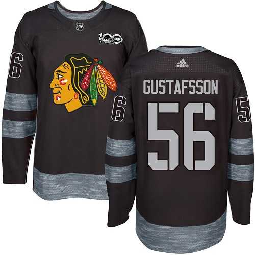 Men's Adidas Chicago Blackhawks #56 Erik Gustafsson Black 1917-2017 100th Anniversary Stitched NHL Jersey