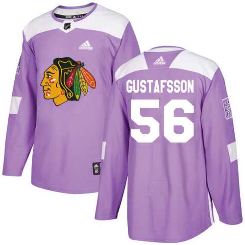 Men's Adidas Chicago Blackhawks #56 Erik Gustafsson Purple Authentic Fights Cancer Stitched NHL Jersey