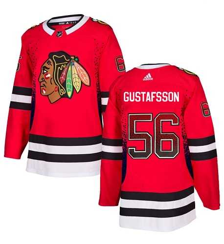 Men's Adidas Chicago Blackhawks #56 Erik Gustafsson Red Home Authentic Drift Fashion Stitched NHL Jersey