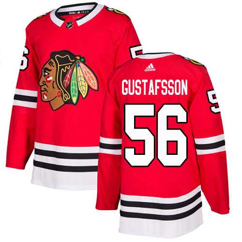 Men's Adidas Chicago Blackhawks #56 Erik Gustafsson Red Home Authentic Stitched NHL Jersey
