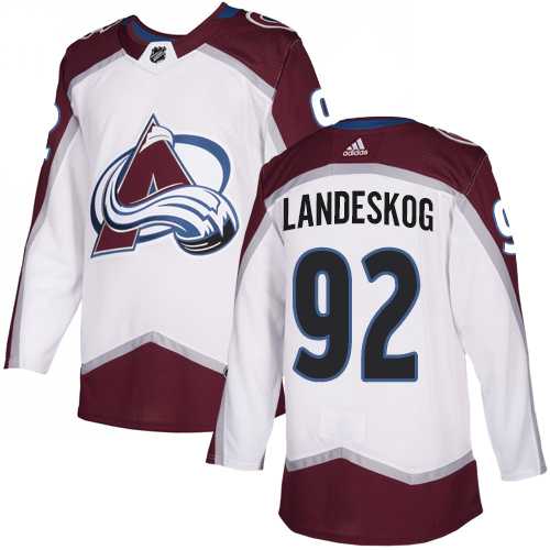 Men's Adidas Colorado Avalanche #92 Gabriel Landeskog White Road Authentic Stitched NHL Jersey