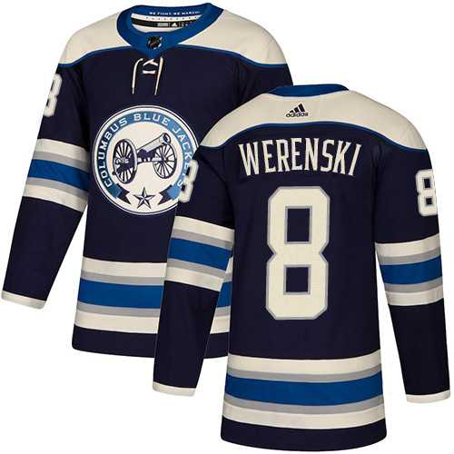 Men's Adidas Columbus Blue Jackets #8 Zach Werenski Navy Alternate Authentic Stitched NHL Jersey