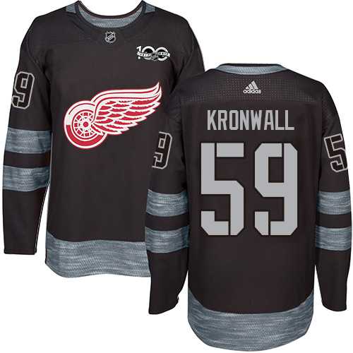 Men's Adidas Detroit Red Wings #59 Niklas Kronwall Black 1917-2017 100th Anniversary Stitched Hockey Jersey
