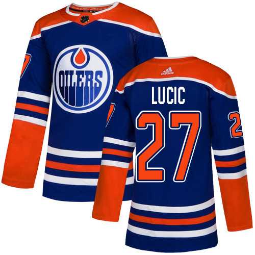 Men's Adidas Edmonton Oilers #27 Milan Lucic Royal Alternate Authentic Stitched NHL Jersey