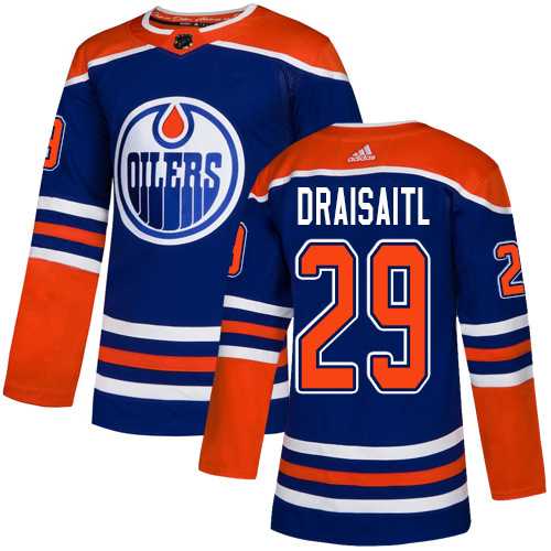 Men's Adidas Edmonton Oilers #29 Leon Draisaitl Royal Alternate Authentic Stitched NHL Jersey
