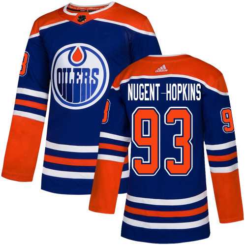 Men's Adidas Edmonton Oilers #93 Ryan Nugent-Hopkins Royal Alternate Authentic Stitched NHL Jersey