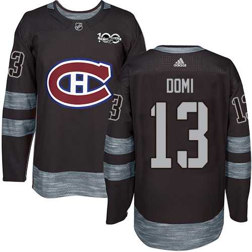 Men's Adidas Montreal Canadiens #13 Max Domi Black 1917-2017 100th Anniversary Stitched NHL Jersey