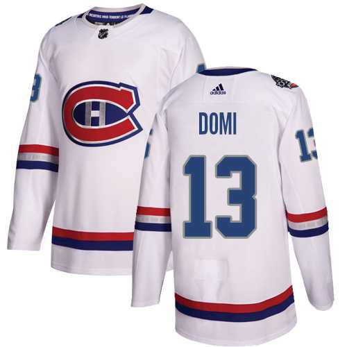 Men's Adidas Montreal Canadiens #13 Max Domi White Authentic 2017 100 Classic Stitched NHL Jersey