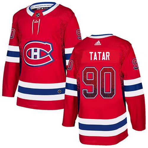 Men's Adidas Montreal Canadiens #90 Tomas Tatar Red Home Authentic Drift Fashion Stitched NHL Jersey