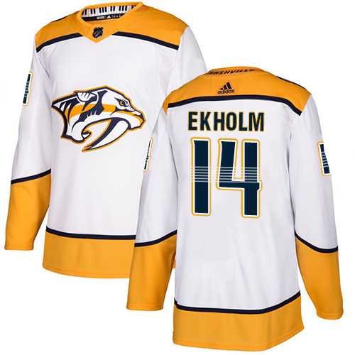 Men's Adidas Nashville Predators #14 Mattias Ekholm White Road Authentic Stitched NHL Jersey