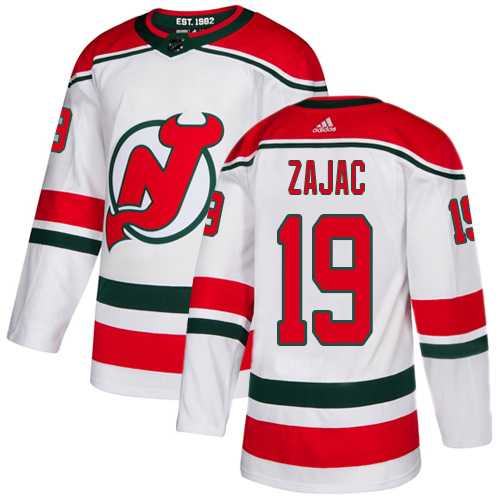 Men's Adidas New Jersey Devils #19 Travis Zajac White Alternate Authentic Stitched NHL Jersey