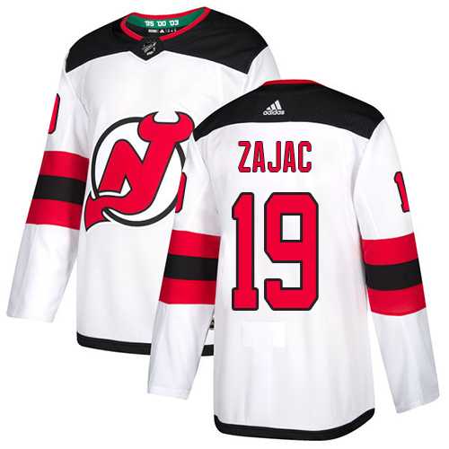 Men's Adidas New Jersey Devils #19 Travis Zajac White Road Authentic Stitched NHL Jersey
