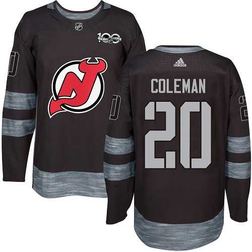 Men's Adidas New Jersey Devils #20 Blake Coleman Black 1917-2017 100th Anniversary Stitched NHL Jersey
