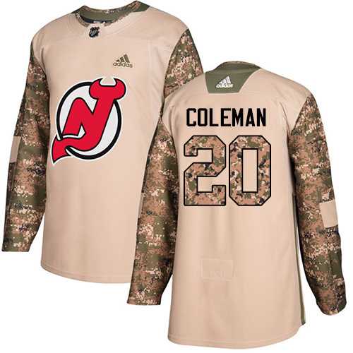 Men's Adidas New Jersey Devils #20 Blake Coleman Camo Authentic 2017 Veterans Day Stitched NHL Jersey