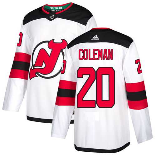 Men's Adidas New Jersey Devils #20 Blake Coleman White Road Authentic Stitched NHL Jersey