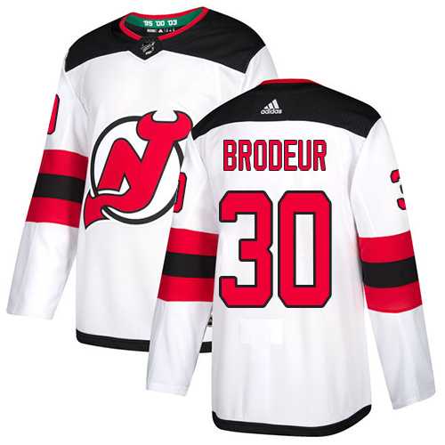 Men's Adidas New Jersey Devils #30 Martin Brodeur White Road Authentic Stitched NHL Jersey