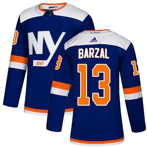 Men's Adidas New York Islanders #13 Mathew Barzal Blue Alternate Authentic Stitched NHL Jersey