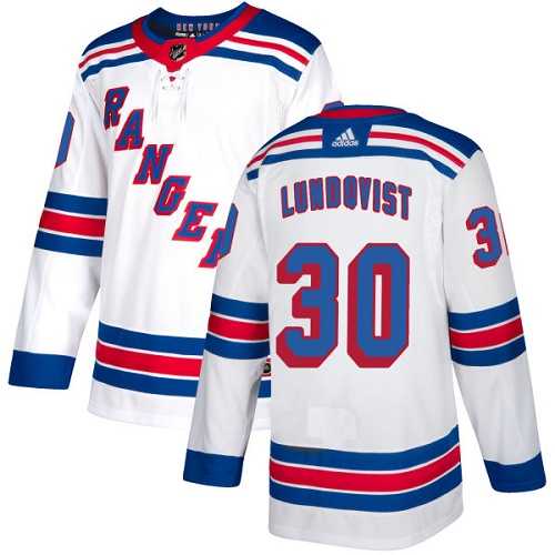 Men's Adidas New York Rangers #30 Henrik Lundqvist White Road Authentic Stitched NHL Jersey