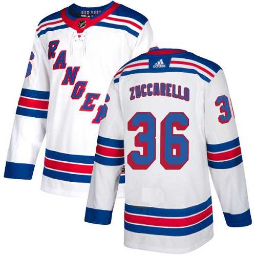 Men's Adidas New York Rangers #36 Mats Zuccarello White Road Authentic Stitched NHL Jersey