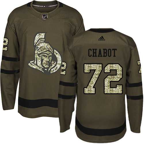 Men's Adidas Ottawa Senators #72 Thomas Chabot Green Salute to Service Stitched NHL Jersey