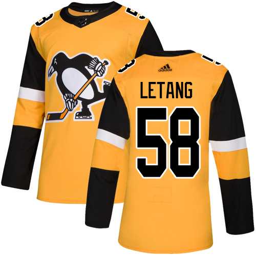 Men's Adidas Pittsburgh Penguins #58 Kris Letang Gold Alternate Authentic Stitched NHL Jersey