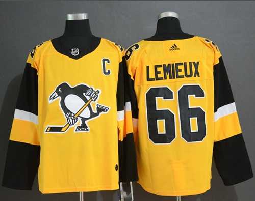 Men's Adidas Pittsburgh Penguins #66 Mario Lemieux Gold Alternate Authentic Stitched NHL Jersey Men's Adidas Pittsburgh Penguins #66 Mario Lemieux Gold Alternate Authentic Stitched NHL Jersey