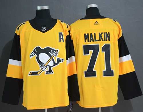 Men's Adidas Pittsburgh Penguins #71 Evgeni Malkin Gold Alternate Authentic Stitched NHL Jersey