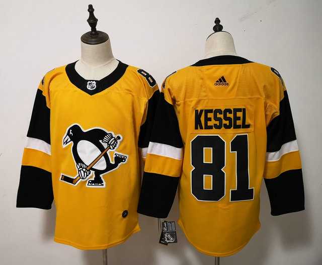 Men's Adidas Pittsburgh Penguins #81 Phil Kessel Yellow Third Stitched NHL Jersey