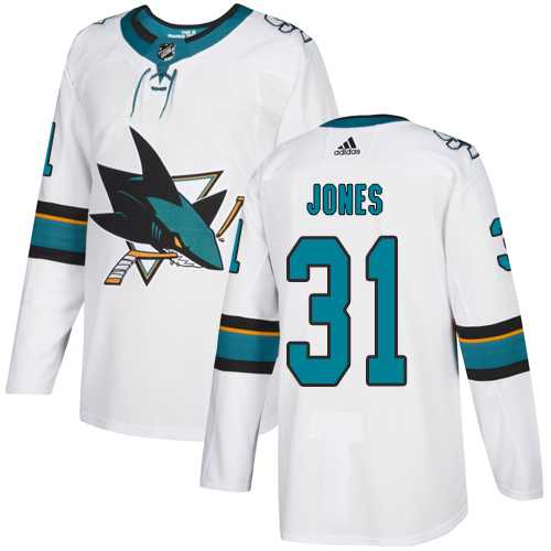 Men's Adidas San Jose Sharks #31 Martin Jones White Road Authentic Stitched NHL Jersey