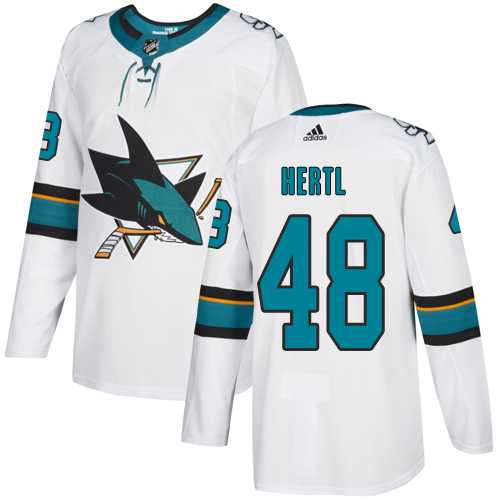 Men's Adidas San Jose Sharks #48 Tomas Hertl White Road Authentic Stitched NHL Jersey