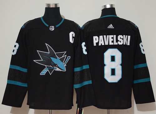 Men's Adidas San Jose Sharks #8 Joe Pavelski Black Alternate Authentic Stitched NHL Jersey