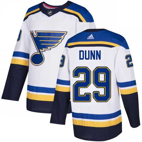 Men's Adidas St. Louis Blues #29 Vince Dunn White Road Authentic Stitched NHL Jersey