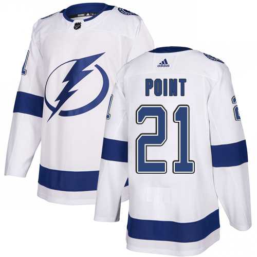 Men's Adidas Tampa Bay Lightning #21 Brayden Point White Road Authentic Stitched NHL Jersey