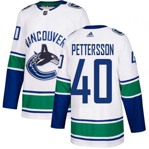 Men's Adidas Vancouver Canucks #40 Elias Pettersson White Road Authentic Stitched NHL Jersey