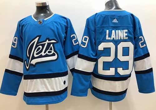Men's Adidas Winnipeg Jets #29 Patrik Laine Blue Alternate Authentic Stitched NHL Jersey
