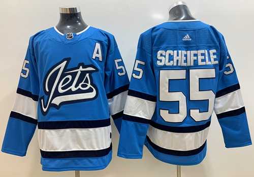 Men's Adidas Winnipeg Jets #55 Mark Scheifele Blue Alternate Authentic Stitched NHL Jersey