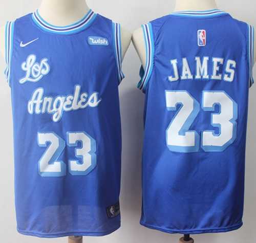 Men's Los Angeles Lakers #23 LeBron James Royal Blue Nike Throwback Stitched NBA