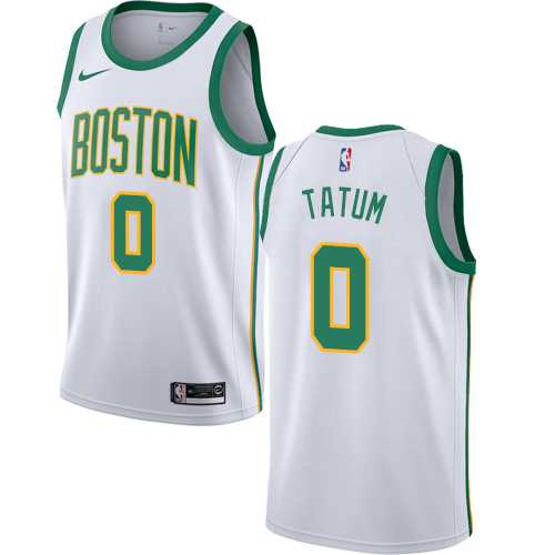 Men's Nike Boston Celtics #0 Jayson Tatum White NBA Swingman City Edition 2018-19 Jersey