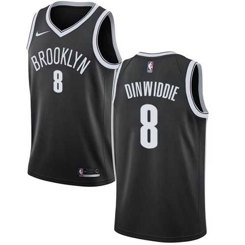 Men's Nike Brooklyn Nets #8 Spencer Dinwiddie Black NBA Swingman Icon Edition Jersey