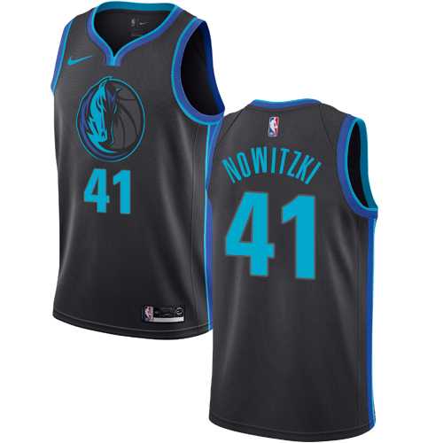 Men's Nike Dallas Mavericks #41 Dirk Nowitzki Anthracite NBA Swingman City Edition 2018-19 Jersey