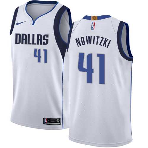 Men's Nike Dallas Mavericks #41 Dirk Nowitzki White NBA Swingman Association Edition Jersey
