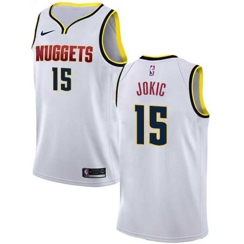 Men's Nike Denver Nuggets #15 Nikola Jokic White NBA Swingman Association Edition Jersey