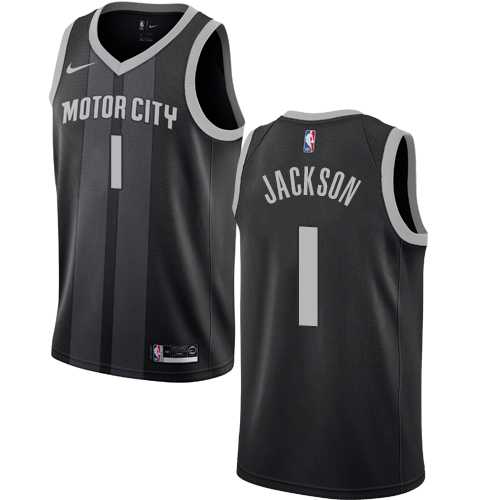 Men's Nike Detroit Pistons #1 Reggie Jackson Black NBA Swingman City Edition 2018 19 Jersey