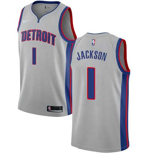 Men's Nike Detroit Pistons #1 Reggie Jackson Silver NBA Swingman Statement Edition Jersey