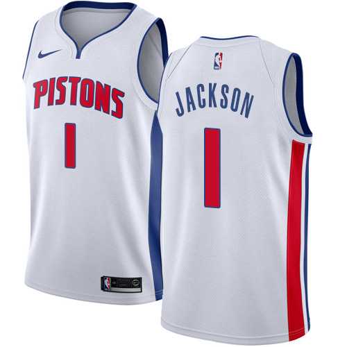 Men's Nike Detroit Pistons #1 Reggie Jackson White NBA Swingman Association Edition Jersey