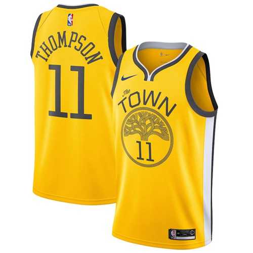 Men's Nike Golden State Warriors #11 Klay Thompson Gold NBA Swingman Earned Edition Jersey